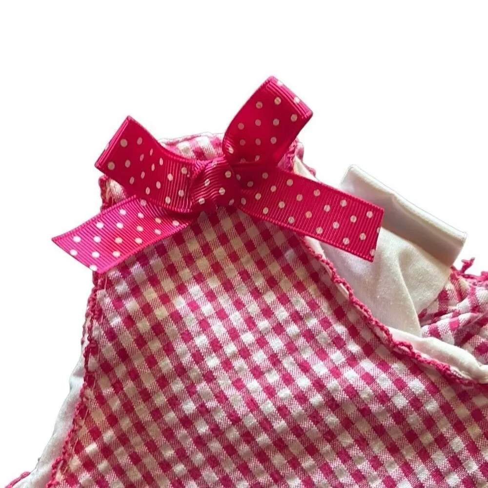 Petit Peony Strawberry Print B.T. Kids Seersucker Embroidered Tier Dress Girls 5